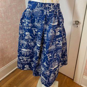 Handmade vintage Boston theme fabric print skirt sz S